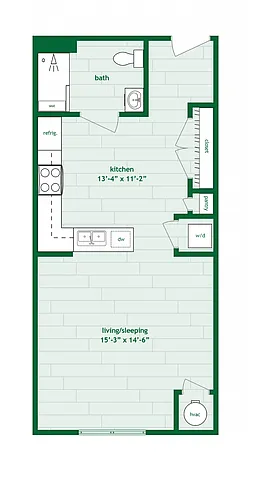 Floor plan 0 Bed 1 Bath B - 496 Sq. Ft
