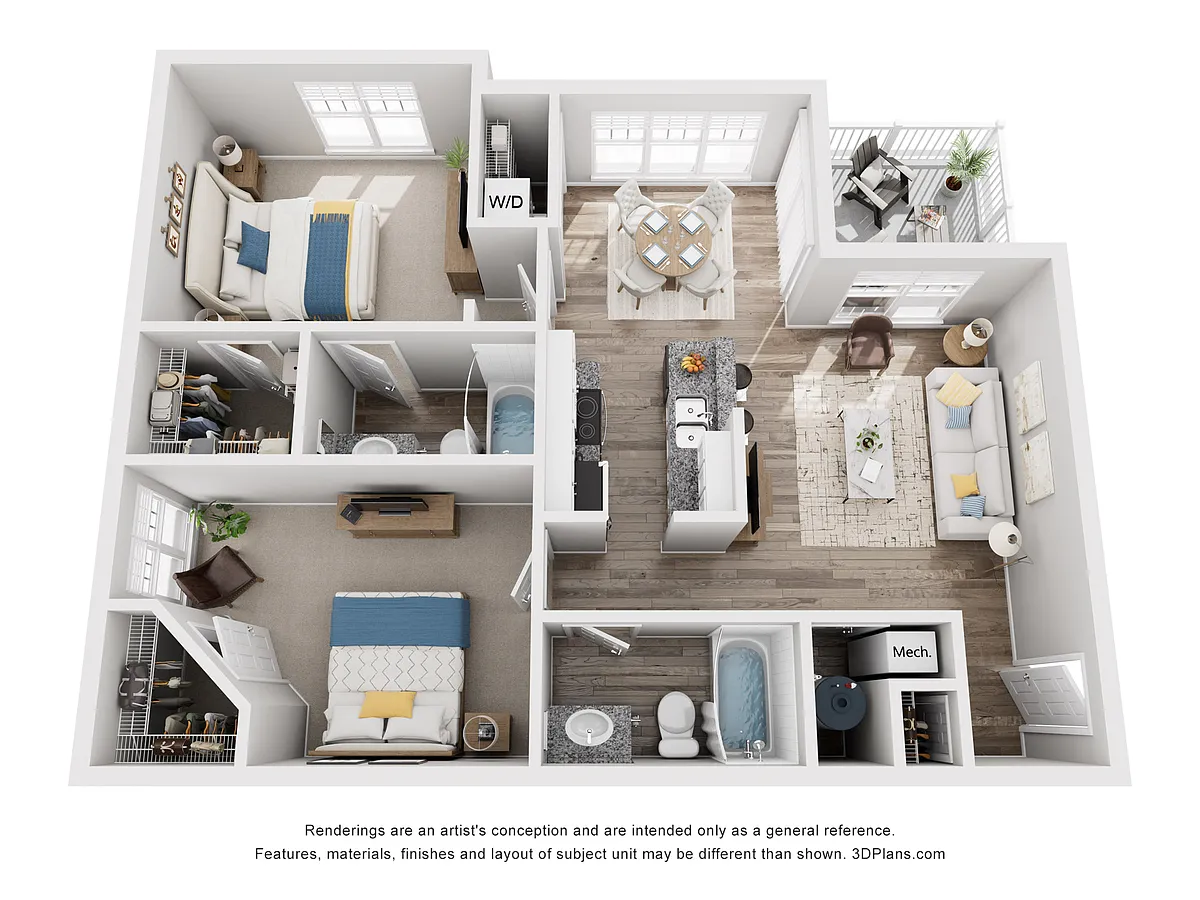 Floor plan B2 - Two Bedroom, Two Bathroom