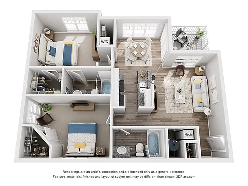 Floor plan B2 - Two Bedroom, Two Bathroom
