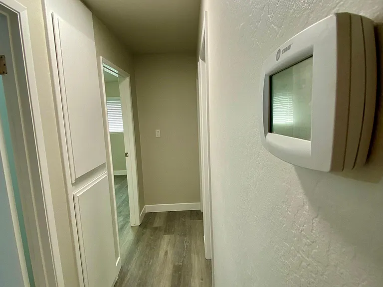 Central heating and air conditioning; LED lighting; linen closet storage.