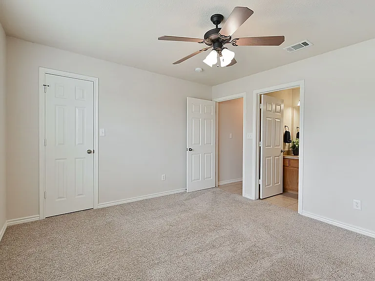 All bedrooms now have a vinyl plank floor. No carpet anywhere. This room has a nice big walk in closet.