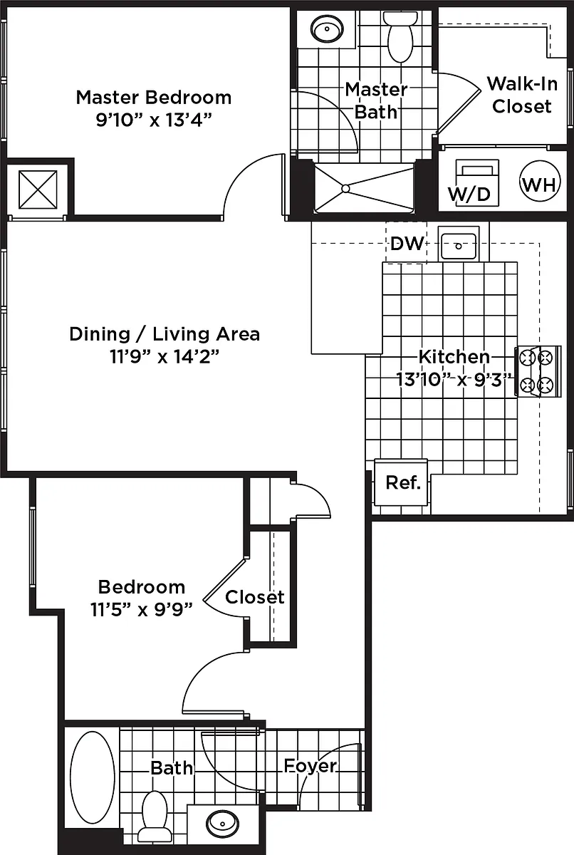 Floor plan 2 Bedroom 2 Bath - B1
