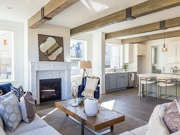 Cozy fireplace with upgraded tile