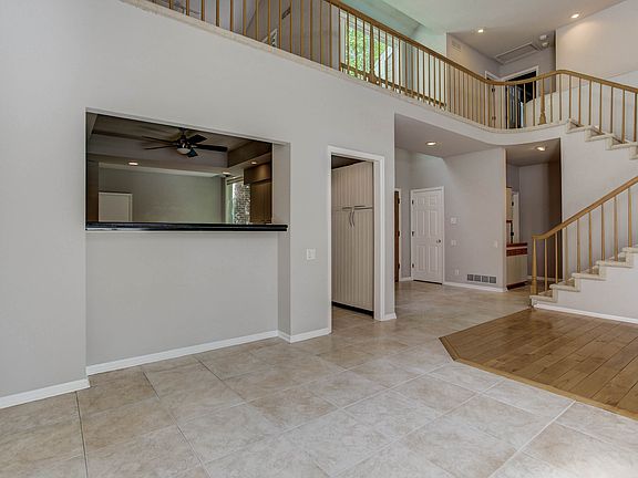 Kitchen opens to dining area