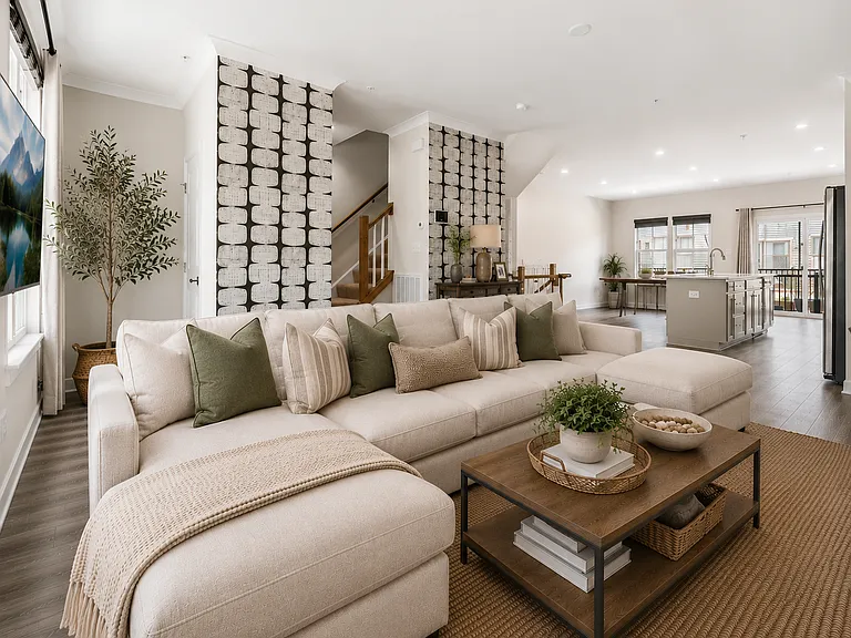 Luxurious Living Room with ample natural light (Photos are virtually staged)