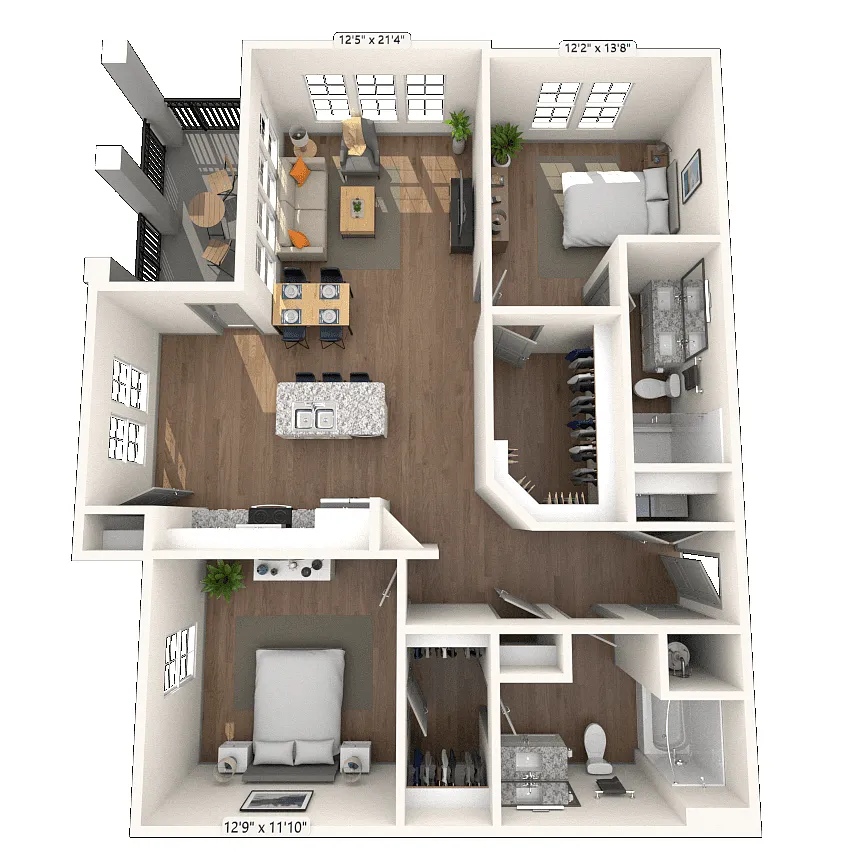 Floor plan B5 2x2 1263 SF