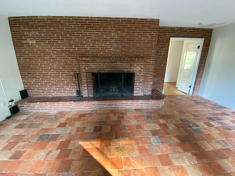 Wood fireplace.