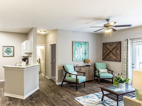 Large Living Room with Wood-look Flooring