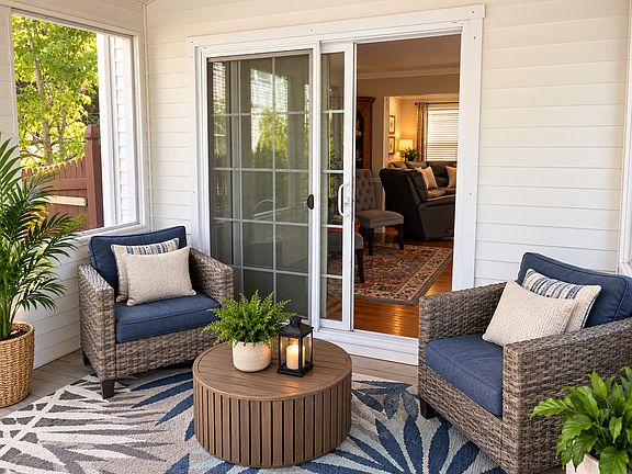 Enjoy the charm of a beautiful screened three-season porch overlooking your private backyard oasis and sparkling inground pool. Whether sipping your morning coffee or enjoying an evening breeze