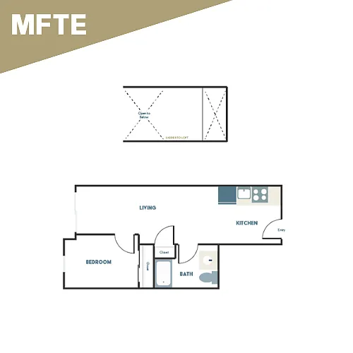 Floor plan 1x1 - C8 + Loft - Affordable