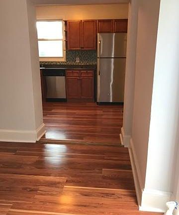 view from living room into kitchen