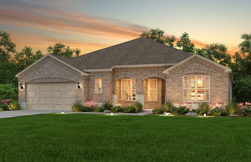 Exterior B, the Sonoma Cove with covered porch, stone accents, and 2-car garage with storage