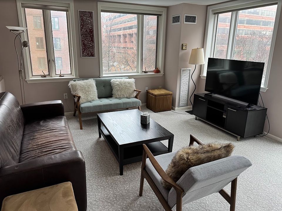 Sun-filled living room featuring brand-new 2025 windows and plush carpet.