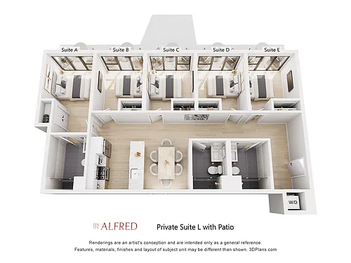 Floor plan Female Only - Private Suite L with Patio