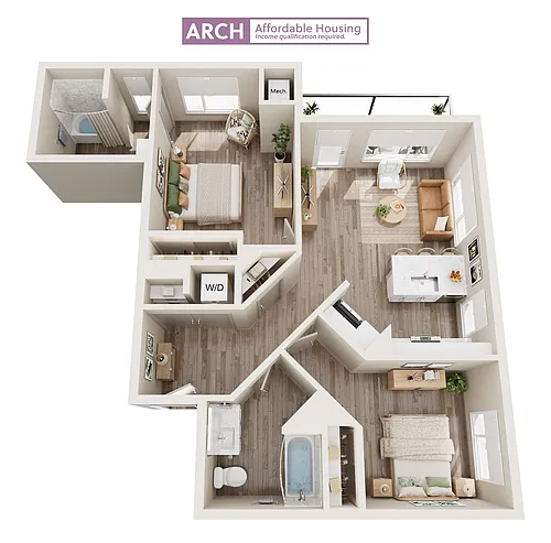 Floor plan B10 Affordable Two Bedroom