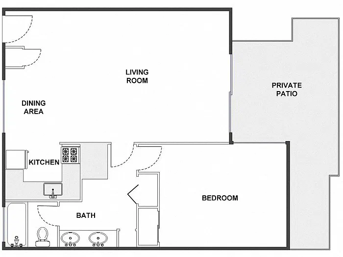 Floor plan 1 Bed / 1 Bath: Type A