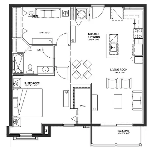 Floor plan Cocoa - 2 Bed, 1 Bath