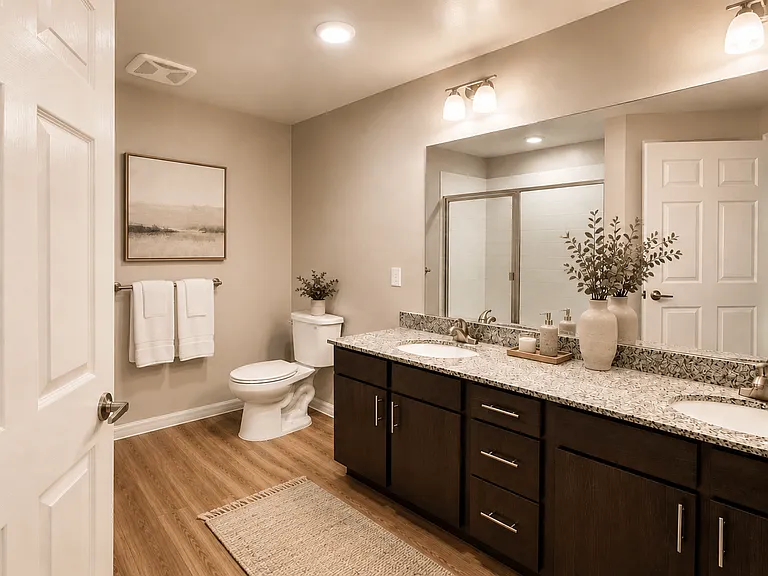 Coralina Apartments | Cape Coral, FL | Large Bathroom with dual sinks