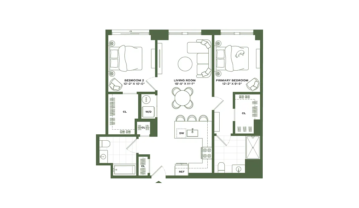 Floor plan 2 Bed/2 Bath-B8
