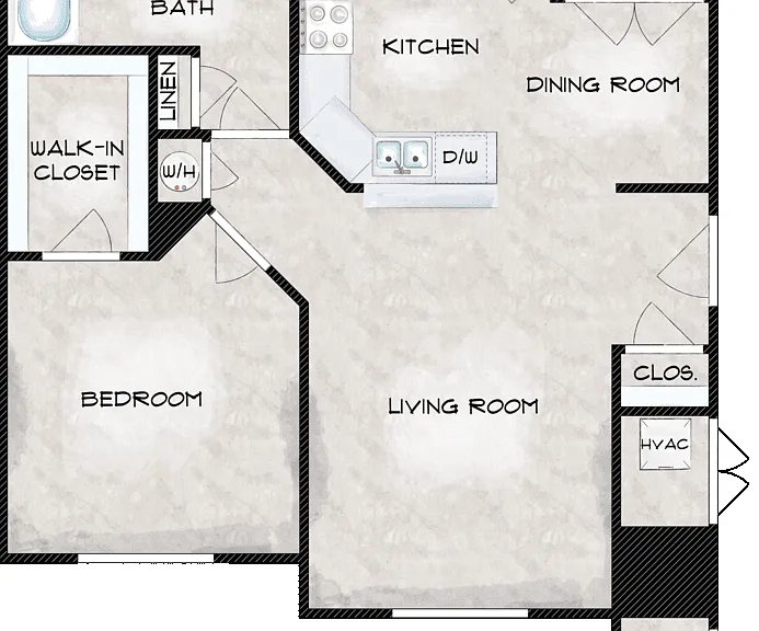 One Bedroom Floorplan Diagram