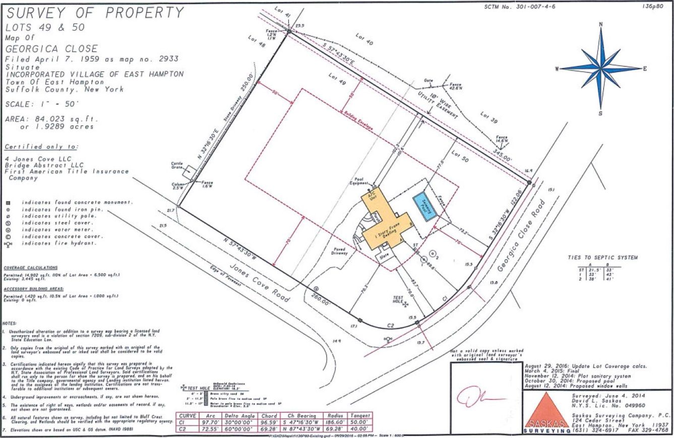  Existing Survey with 1,800 sq. ft. home