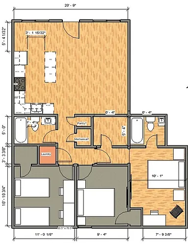 Floor plan 3X2 S @ 19 N. Cantril