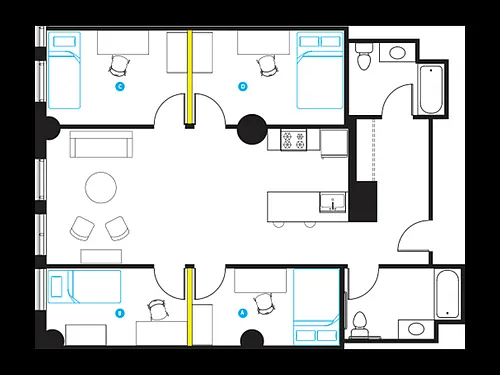 Floor plan 4 Person Private