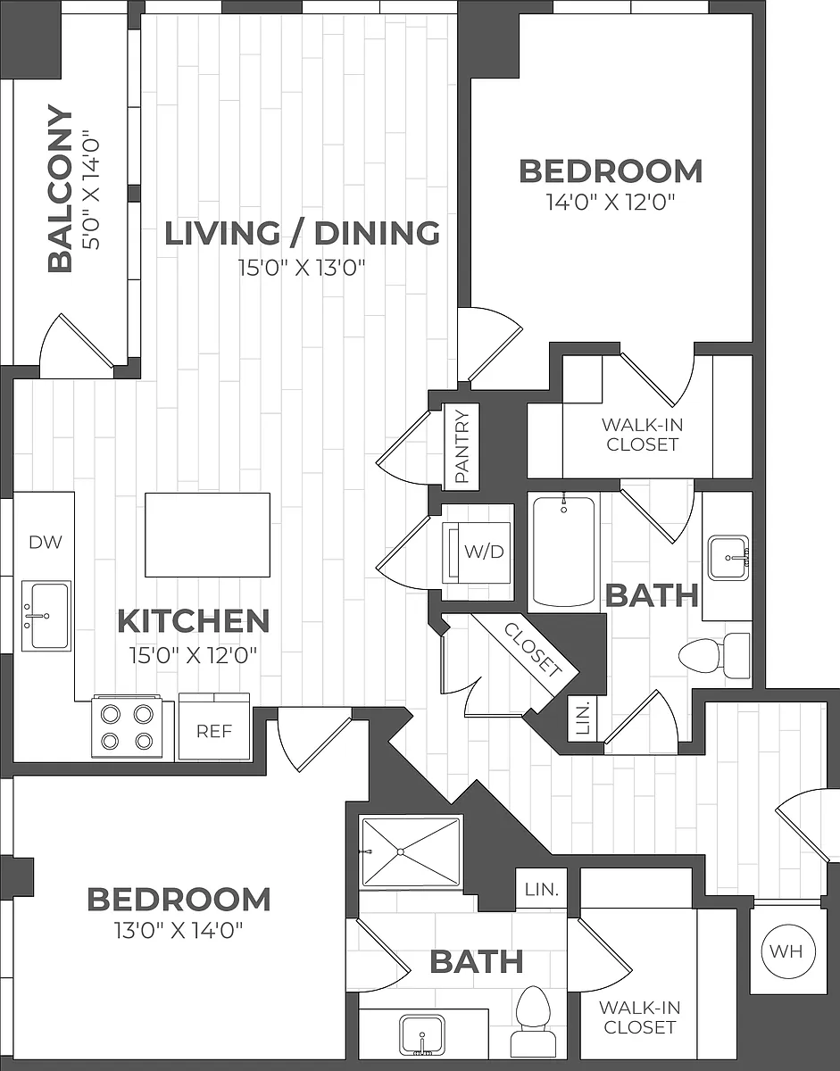 Floor plan 2 Bed/2 Bath-2J