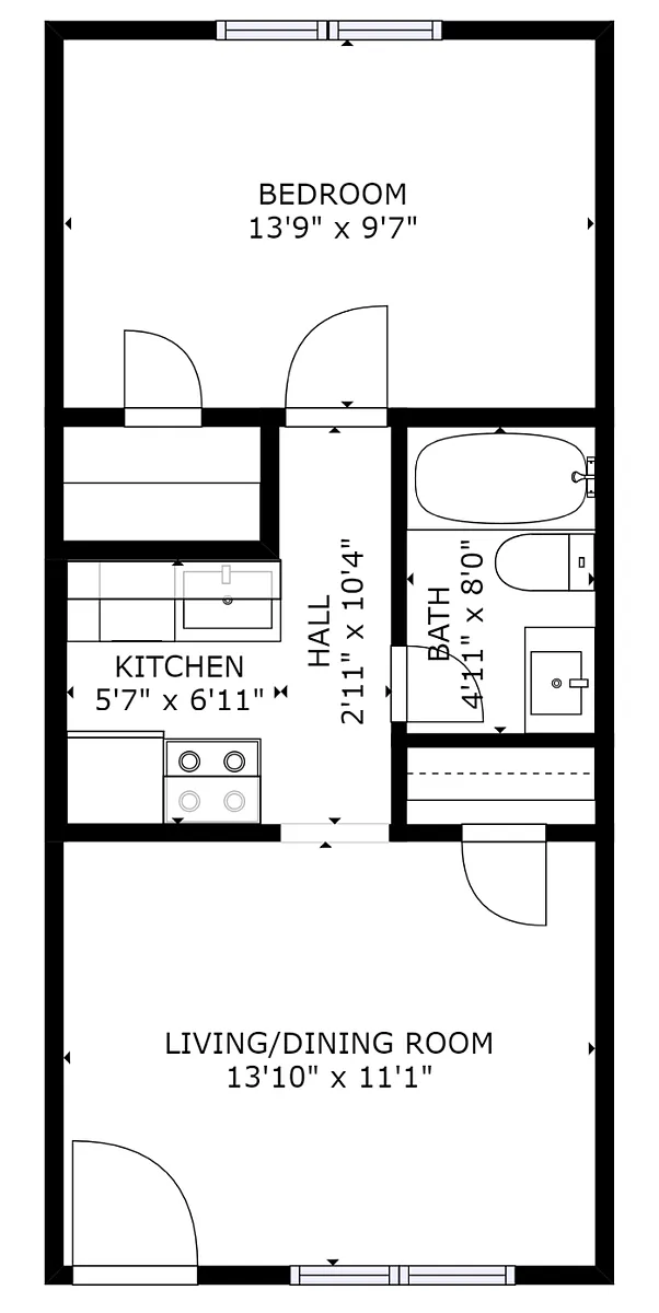 Floor plan 1 bed 1 bath