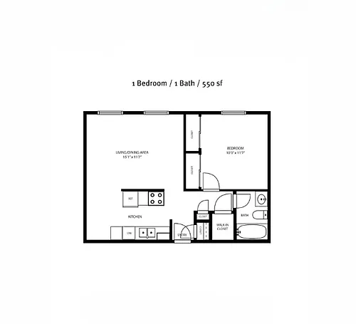 Floor plan 1 Bed 1 Bath Renovated