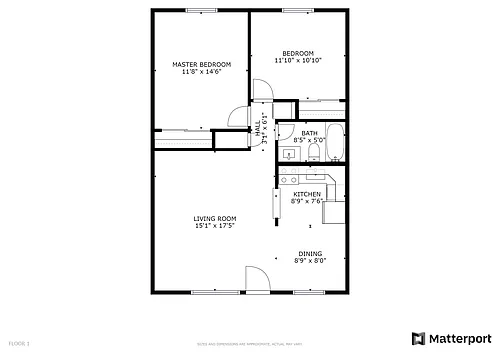 Floor plan 2 Bed 1 Bath