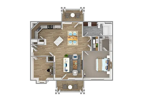 Floor plan A4 Habersham - 1 Bedroom, 1 Bathroom
