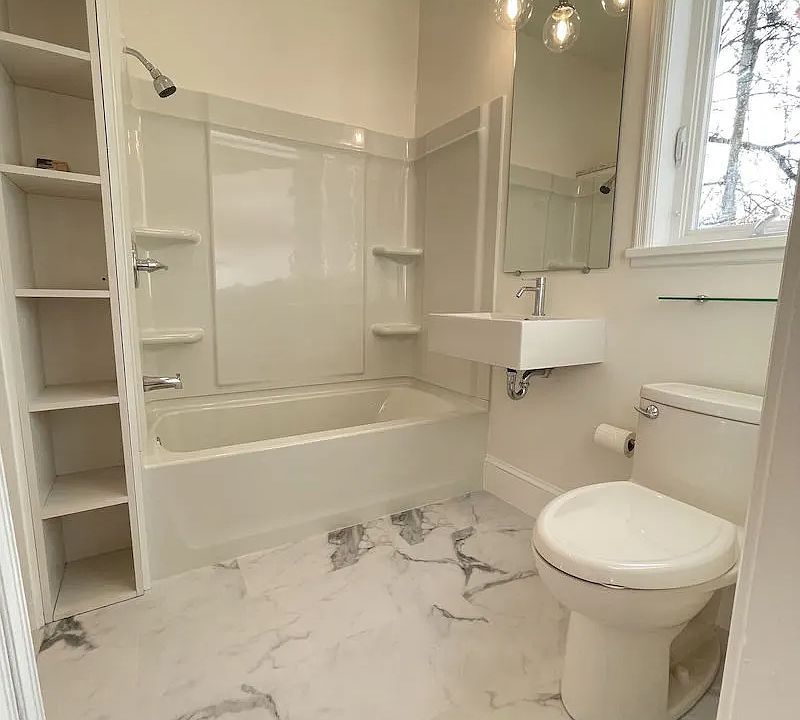 bath has access from bedroom and living area; floorplan and all room measurements on our website