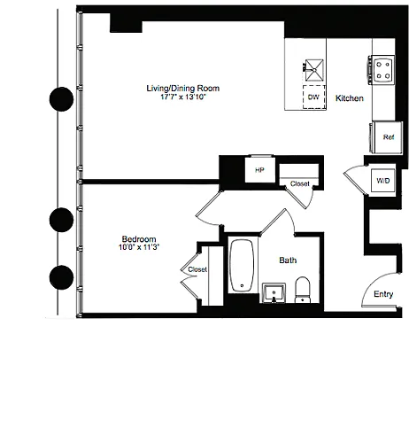 Floor plan One Bedroom H 2