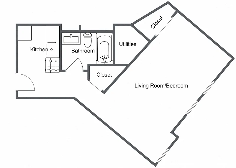 Floor plan Heyse Studio 1 bath C