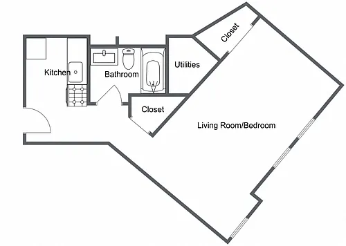 Floor plan Heyse Studio 1 bath C