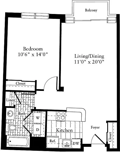 Floor plan 1 Bedroom A