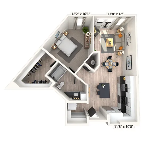 Floor plan A8 1x1 849 SF-FP
