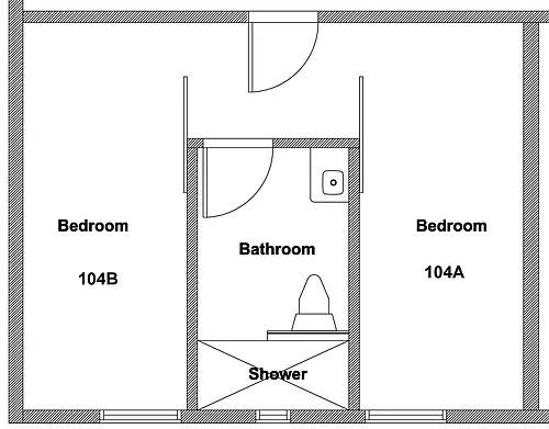Floor plan Private Room in 2 bd 1 ba Apartment