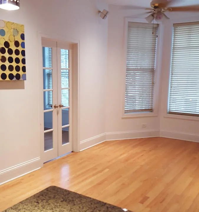 LR leading to DEN (or office, TV room, separate dining room, etc.) with French Doors
