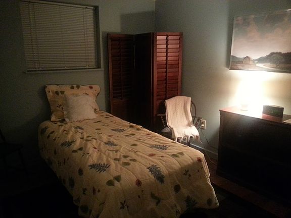 Single bed and dresser (room for queen size)