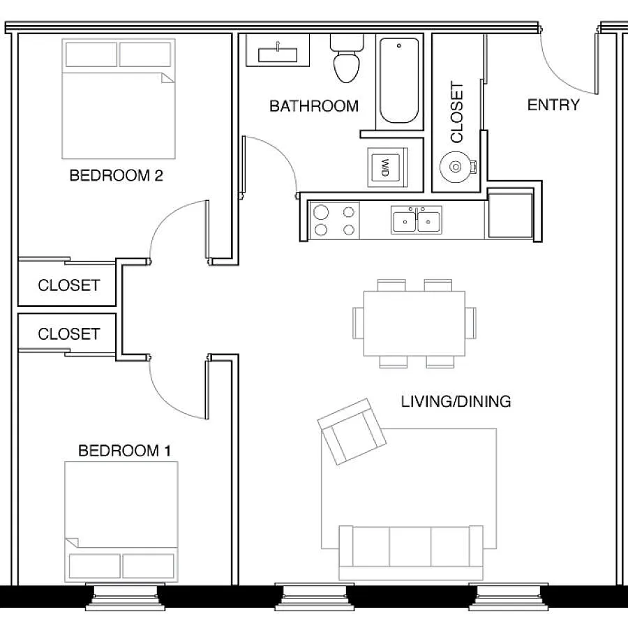 Floor plan 2 Bedroom-D4