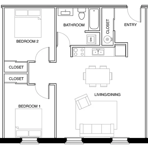 Floor plan 2 Bedroom-D4