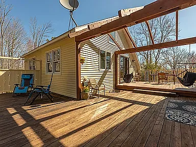 Deck and garage building