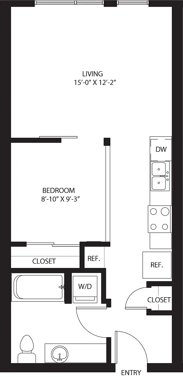 Floor plan One Bedroom O1-C