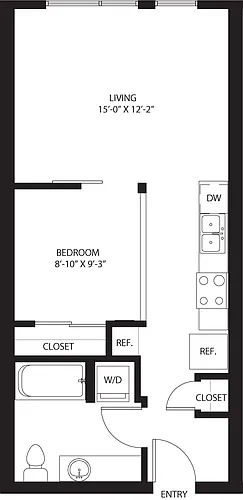 Floor plan One Bedroom O1-C