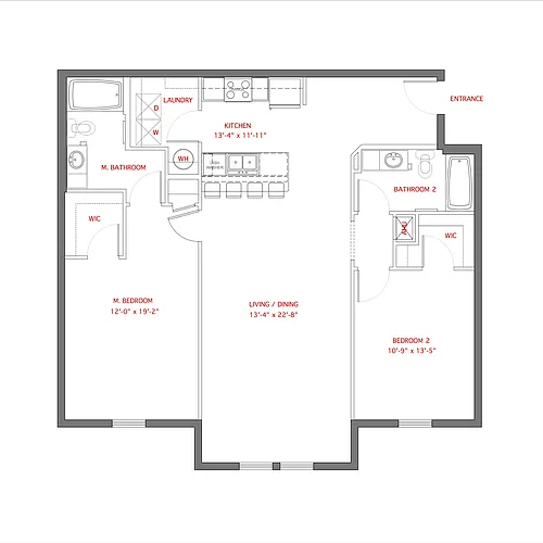 Floor plan 2BR- Solarium - Serenity
