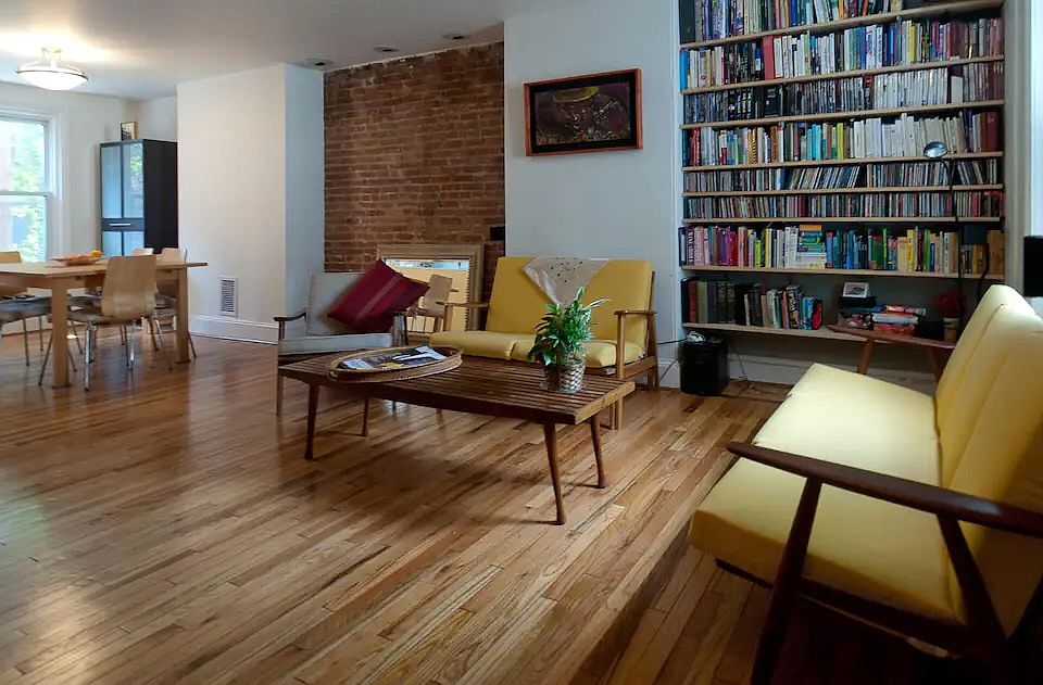 Open floor including living/dining/kitchen plus half bath and washer and dryer