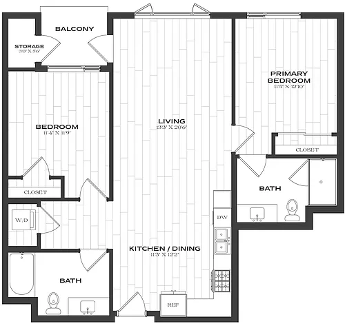 Floor plan 2 Bed/2 Bath-B2a