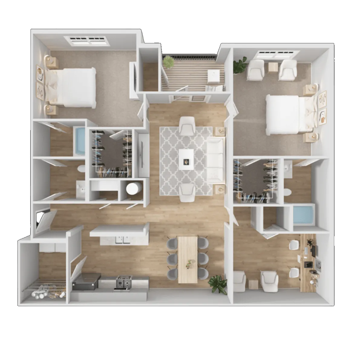 Floor plan Two Bedroom with Study